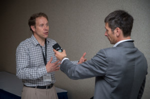 Great Plains Institute Brad Crabtree (left) being interviewed by Building the Bakken host Jason Spiess.  Photo by Paul Flessland